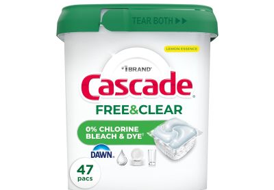 Image: Cascade Free & Clear Lemon Essence Scent Dishwasher Pods (47 Count)