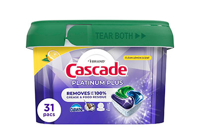 Image: Cascade Platinum Plus Clean Lemon Scent Dishwasher Detergent Pods (31 Count)