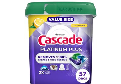 Image: Cascade Platinum Plus Clean Lemon Scent Dishwasher Detergent Pods (57 Count)