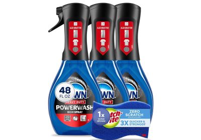 Image: Dawn Heavy Duty Citrus Scent Powerwash Dish Spray + Sponge Kit (473mL x 3 Pack + 1 Count)