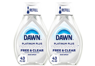 Image: Dawn Platinum Plus Free & Clear Light Pear Scent Powerwash Dish Spray Refill (1.27L x 2 Pack)