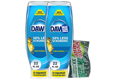 Image: Dawn Ultra EZ-Squeeze Original Scent Dishwashing Liquid + Sponge Kit (650mL x 2 Pack + 1 Count)