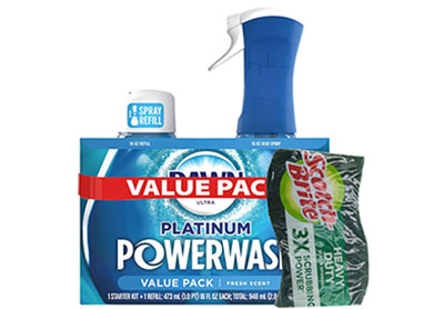 Image: Dawn Ultra Platinum Fresh Scent Powerwash Dish Spray & Refill + Sponge Kit (473mL x 2 Pack + 1 Count)