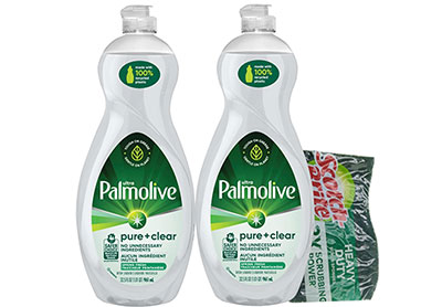 Image: Palmolive Ultra Pure + Clear Spring Fresh Scent Dish Liquid + Sponge Kit (961mL x 2 Pack + 1 Count)