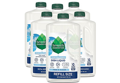 Image: Seventh Generation Free & Clear Scent Free Dish Liquid Refill (1.47L x 6 Pack)