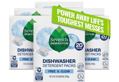 Image: Seventh Generation Free & Clear Scent Free Dishwasher Detergent Packs (20 Count x 6 Pack)