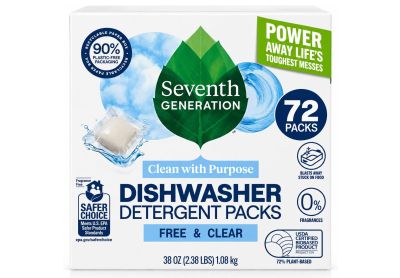 Image: Seventh Generation Free & Clear Scent Free Dishwasher Detergent Packs (72 Count)