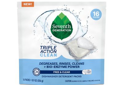 Image: Seventh Generation Free & Clear Triple Action Clean Scent Free Dishwasher Detergent Packs (16 Count)