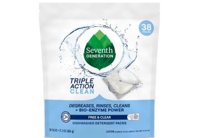 Image: Seventh Generation Free & Clear Triple Action Clean Scent Free Dishwasher Detergent Packs (38 Count)