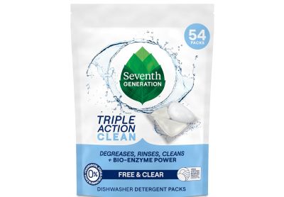 Image: Seventh Generation Free & Clear Triple Action Clean Scent Free Dishwasher Detergent Packs (54 Count)