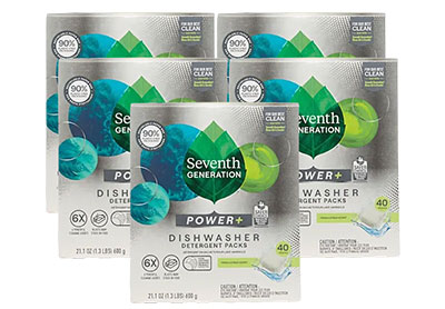 Image: Seventh Generation Power + Fresh Citrus Scent Dishwasher Detergent Packs (40 Count x 5 Pack)