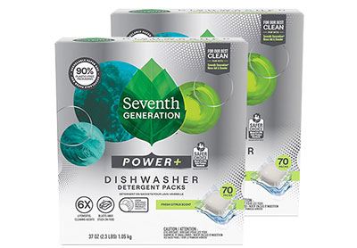Image: Seventh Generation Power + Fresh Citrus Scent Dishwasher Detergent Packs (70 Count x 2 Pack)