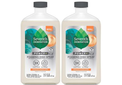 Image: Seventh Generation Power + Mandarin Orange Scent Foaming Dish Spray Refill (473mL x 2 Pack)