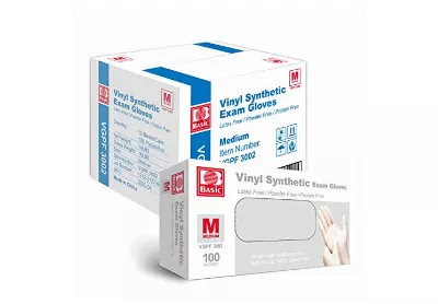 Image: Basic VGPF3002 Medical Clear Vinyl Exam Gloves (by Basic)