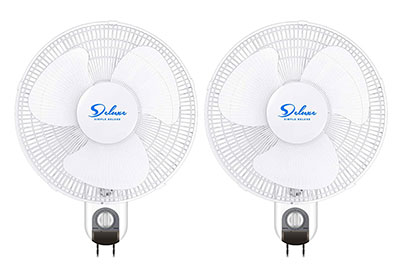 Image: Simple Deluxe HIFANXWALLBASIC16 16-inch Adjustable Tilt Wall Mount Fans 2 Pack
