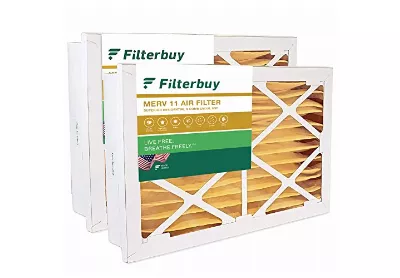 Image: Filterbuy 16x25x5 MERV-11 Pleated AC Furnace Air Filter for Honeywell Return Grille 2-pack