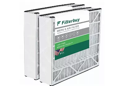 Image: Filterbuy 16x25x5 MERV-8 Pleated AC Furnace Air Filter for Trion 2-pack