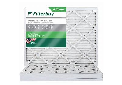 Image: Filterbuy 20x25x1 MERV-8 Pleated AC Furnace Air Filter 4-pack