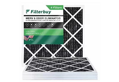 Image: Filterbuy MERV-8 20x20x1 Odor Eliminator Furnace Air Filter with Activated Carbon 4-pack