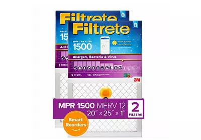 Image: Filtrete 20x25x1 MPR-1500 Smart Replenishable AC Furnace Air Filter 2-pack