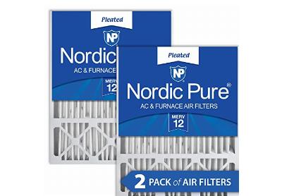 Image: Nordic Pure 16x25x5 MERV-12 Pleated AC Furnace Air Filter 2 Pack