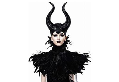 Image: Homelex Maleficent Horns with Feather Cape Shawl Set