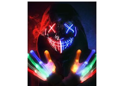 Image: Stonch Halloween LED Mask and Skeleton Gloves Set