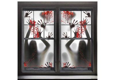 Image: Funnism Zombie Hands Halloween Window Door Cover 2-pcs