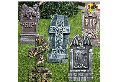 Image: Joyin 17-inch Halloween Rip Tombstones with Stakes 5-pack