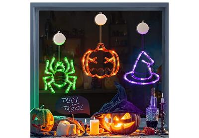 Image: LOLStar Pumpkin Spider Witch-Hat Lights Halloween Decoration 3-pack