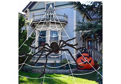 Image: Ocato Halloween Spider Web with Giant Spider Decorations