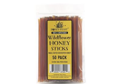 Image: Honey Feast Raw & Unfiltered Wildflower Honey Sticks (50 Count)