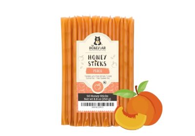 Image: The Honey Jar Honey Sticks Peach Flavor (50 Count)