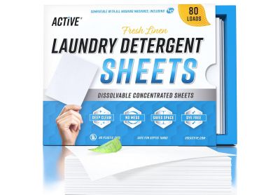 Image: Active Fresh Linen Scent Laundry Detergent Sheets (80 Count)