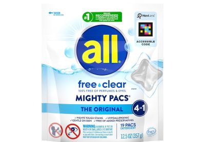 Image: All Mighty Pacs Free Clear 4-in-1 Scent Free The Original Laundry Detergent Pacs (19 Count)