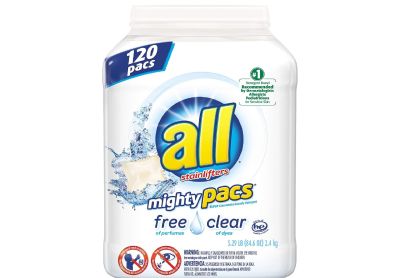 Image: All Mighty Pacs Free Clear Scent Free Laundry Detergent Pacs (120 Count)