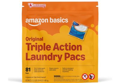 Image: Amazon Basics 3-in-1 Triple Action Original Scent Laundry Detergent Pacs (81 Count)