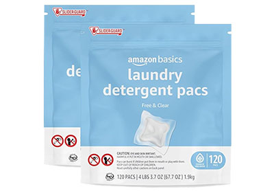 Image: Amazon Basics Free & Clear Scent Free Laundry Detergent Pacs (120 x 2 Pack)