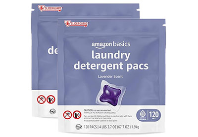 Image: Amazon Basics Lavender Scent Laundry Detergent Pacs (120 x 2 Pack)