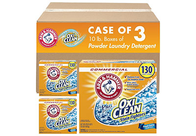 Image: Arm & Hammer 130-Loads Plus OxiClean Stain Fighters Fresh Scent Laundry Detergent Powder (10Lb x 3 Pack)
