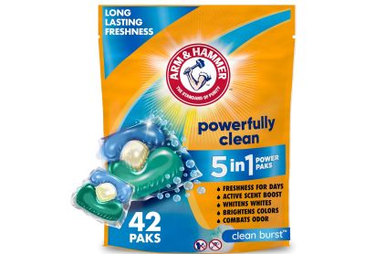 Image: Arm & Hammer Clean Burst Fresh Scent Laundry Detergent Power Paks (42 Count)