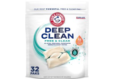 Image: Arm & Hammer Deep Clean Free & Clear Scent Free Laundry Detergent Power Paks (32 Count)