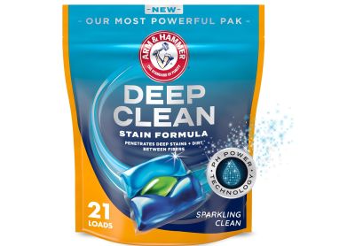 Image: Arm & Hammer Deep Clean Stain Formula Sparkling Clean Scent Laundry Detergent Power Paks (21 Count)