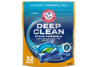 Image: Arm & Hammer Deep Clean Stain Formula Sparkling Clean Scent Laundry Detergent Power Paks (32 Count)