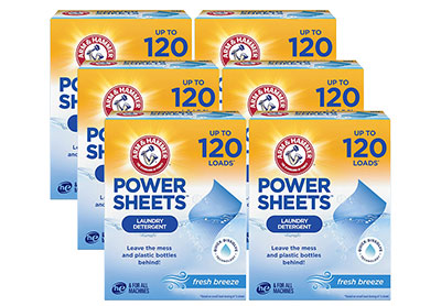 Image: Arm & Hammer Fresh Breeze Scent Laundry Detergent Power Sheets (60 x 6 Pack)