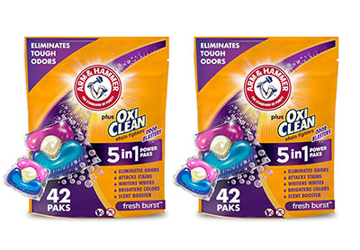 Image: Arm & Hammer Plus OxiClean Odor Blasters 5-in-1 Fresh Burst Scent Laundry Detergent Power Paks (42 x 2 Pack)