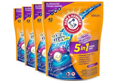 Image: Arm & Hammer Plus OxiClean Odor Blasters 5-in-1 Fresh Burst Scent Laundry Detergent Power Paks (42 x 4 Pack)