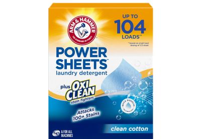 Image: Arm & Hammer Plus OxiClean Stain Fighters Clean Cotton Scent Laundry Detergent Power Sheets (52 Count)