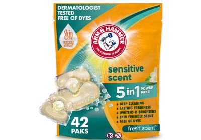Image: Arm & Hammer Sensitive Skin Fresh Scent Laundry Detergent Power Paks (42 Count)