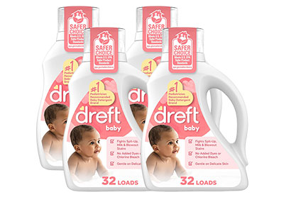 Image: Dreft Baby 32-Loads Baby Fresh Scent Laundry Detergent Liquid (1.36L x 4 Pack)